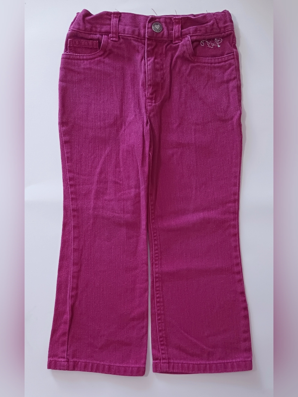 Vintage Girls' Magenta Embroidered Jeans 4T